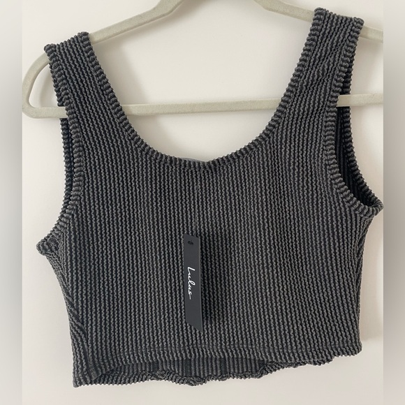 NWT Lulus Charcoal Ribbed Cropped Corset Tank Top - Women's M - Picture 5 of 5